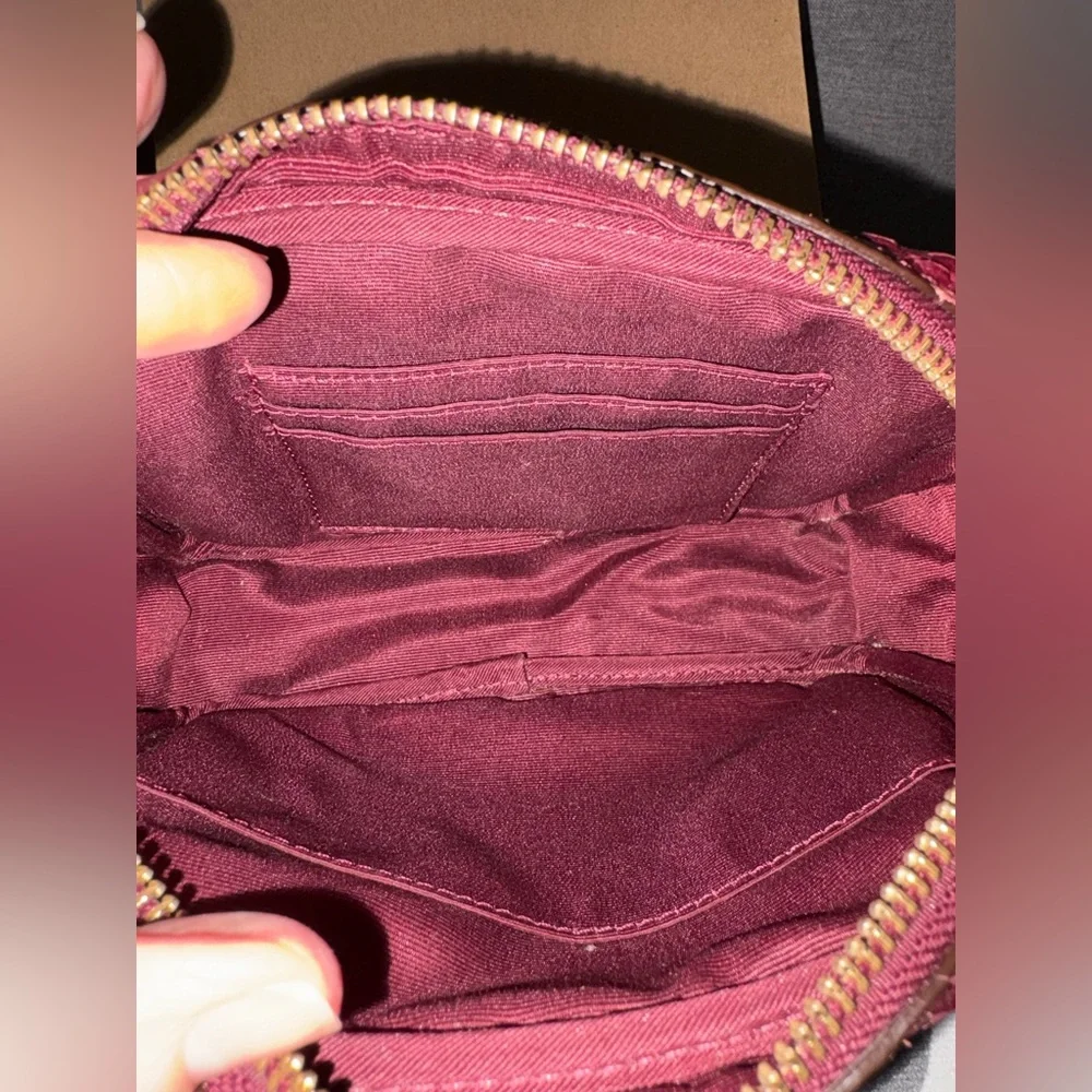 Coach Red Embossed Leather Wristlet - Picture 8 of 9